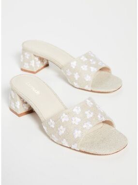 Larroude Brigitte Block Heel Slip On Sandals Sz 11